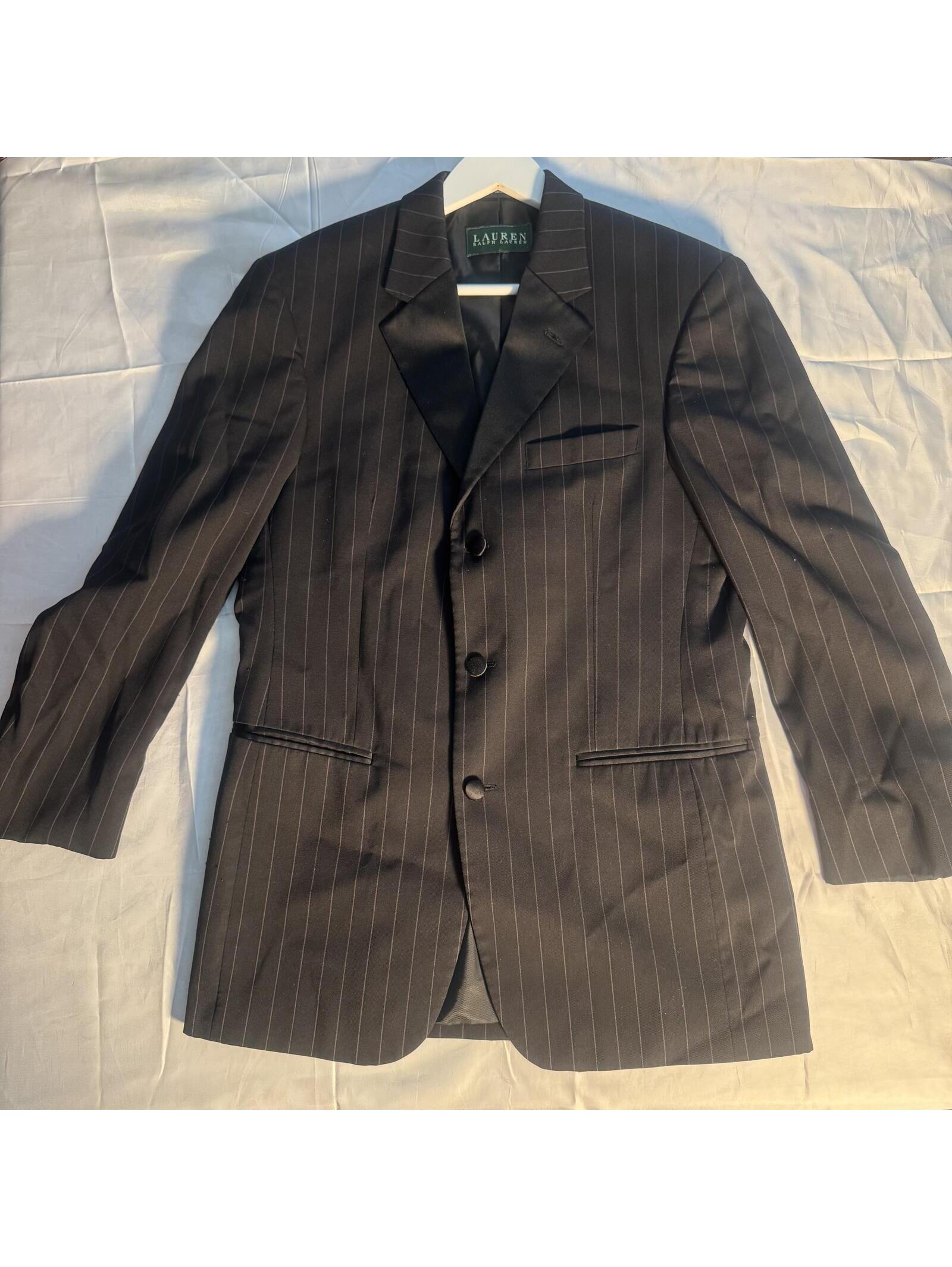 Lauren Ralph Lauren Pinstripe Blazer 38r Black Wool
